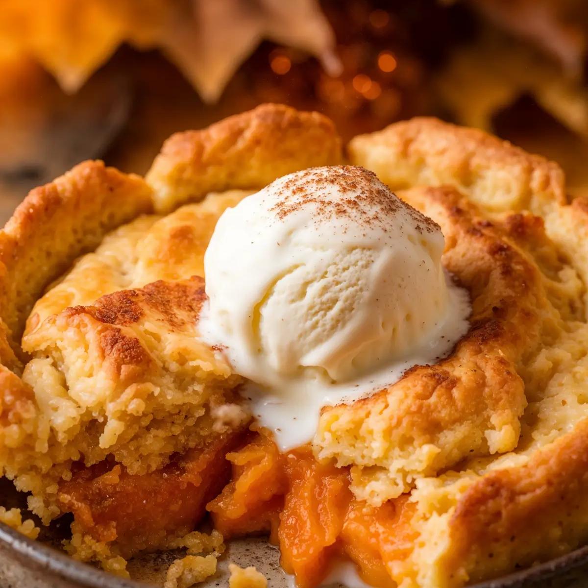 Golden-brown sweet potato cobbler with flaky crust.
