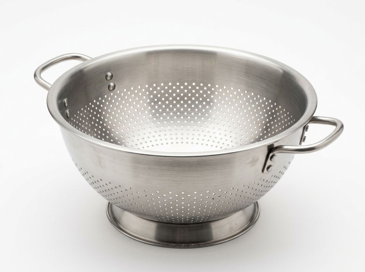 Stainless steel colander with two loop handles