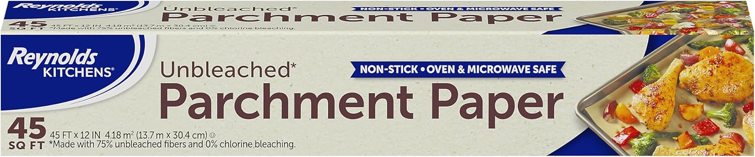 Boxed roll of unbleached parchment paper, 45 square feet