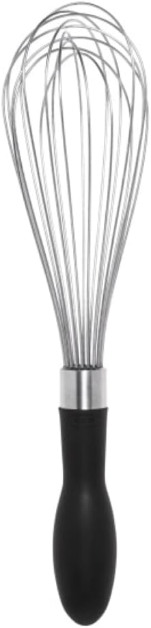 Stainless steel balloon whisk with a black soft-grip handle