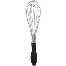 Stainless steel balloon whisk with a black soft-grip handle