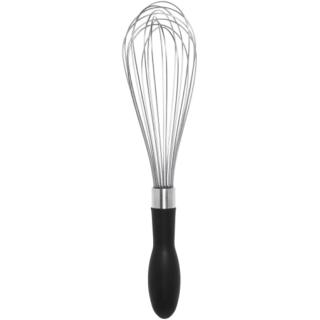 Stainless steel balloon whisk with a black soft-grip handle
