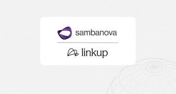 Logos of Sambanova (purple abstract shape) and Linkup (black abstract shape) on a white panel.
