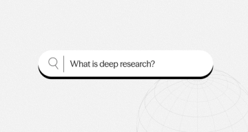 Search bar with the query "What is deep research?"