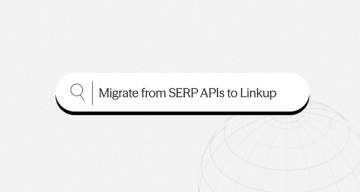 Search bar with the text "Migrate from SERP APIs to Linkup".