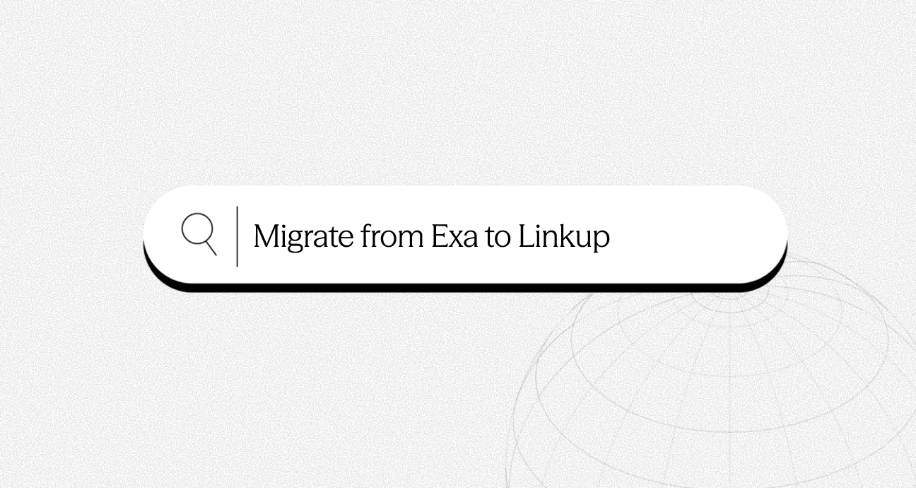 A search bar displays the text "Migrate from Exa to Linkup."