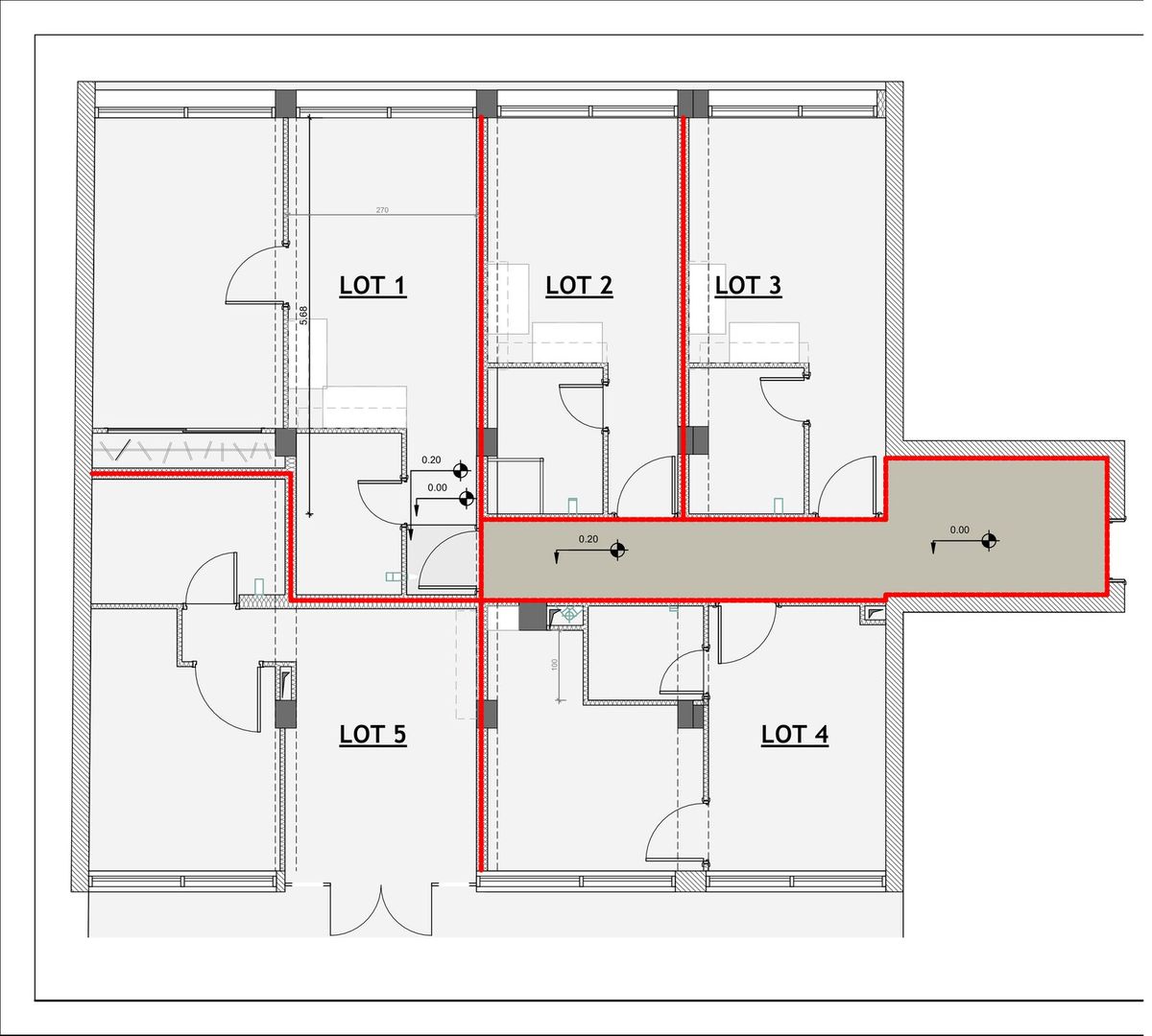 Plan de repérage — LOT 1 à 5 et espace commun