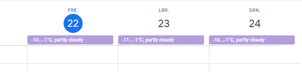Været i Google-kalender