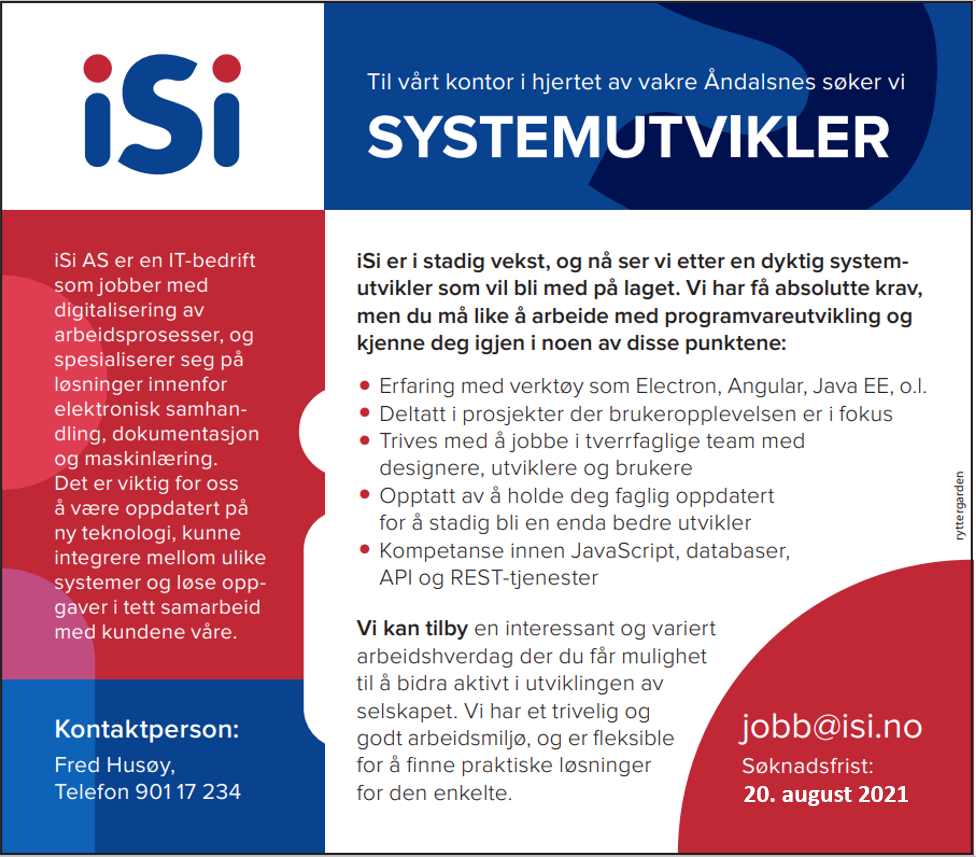 Stillingsannonse systemutvikler