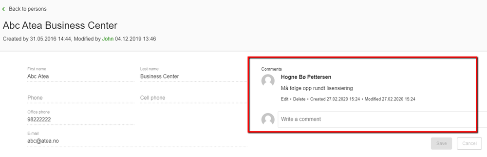 Kommentarer på kontakter i iBricks V2