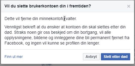 Vil du slette brukerkontoen din i fremtiden?