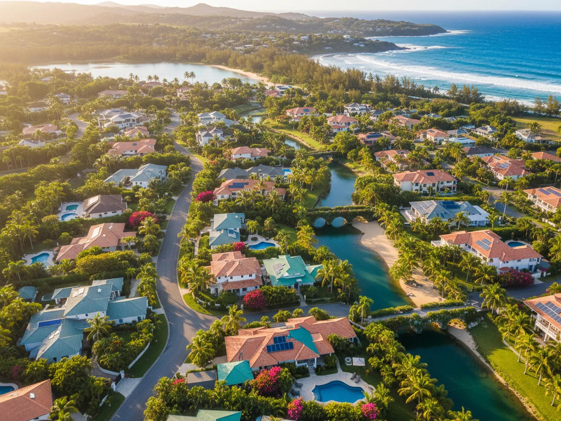 A photo of a sunny town that looks like a paradise.