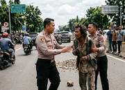 Detik-Detik Viral Polisi Evakuasi ODGJ yang Lempari Pengendara Pakai Batu