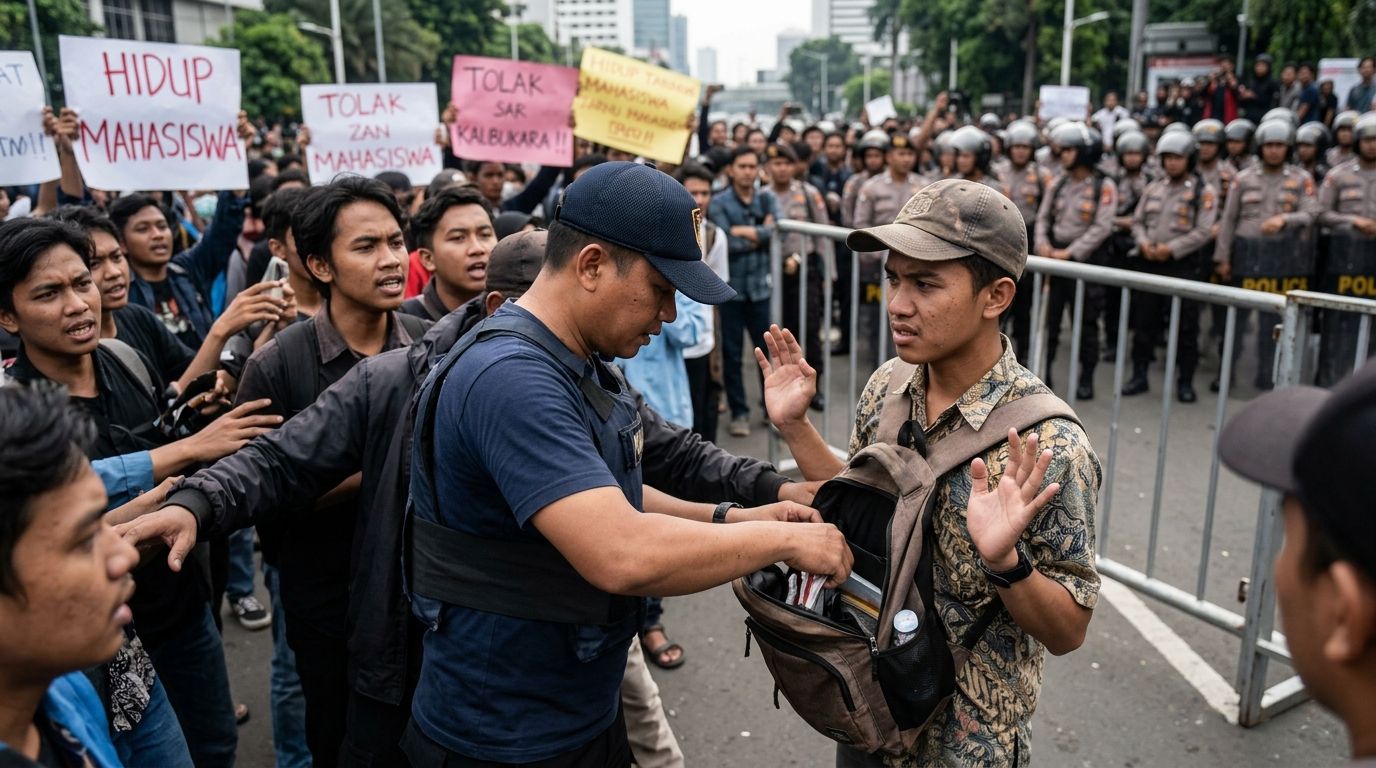 Viral Polisi Tak Berseragam Geledah Barang Massa