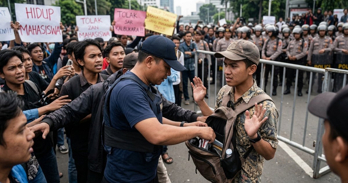 Ilustrasi artikel: Viral Polisi Tak Berseragam Geledah Barang Massa
