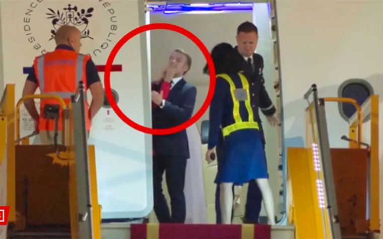 momen lucu presiden prancis di toyor istrinya