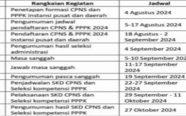 Pendaftaran CPNS dan PPPK Dibuka 18 Agustus-2 September 2024 ini