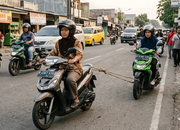 Video Viral Emak-emak Derek Motor Pakai Tali Jadi Sorotan Netizen
