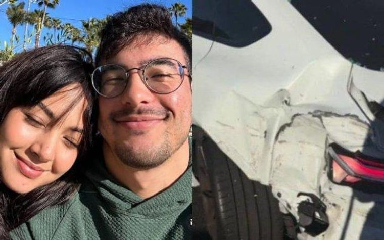 aurelie moeremans bersama suami alami kecelakaan di amerika dan alami gegar otak