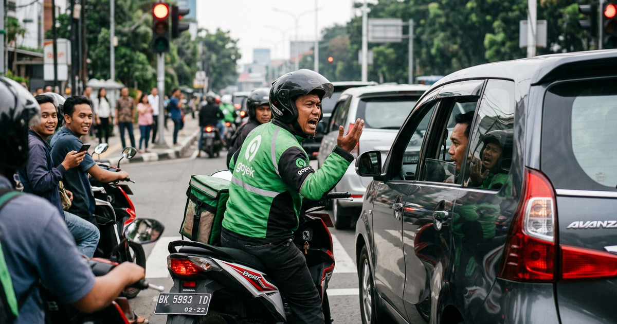 Ilustrasi artikel: Viral: Driver Ojol Ngamuk di Lampu Merah Jadi Sorotan Netizen Hari Ini