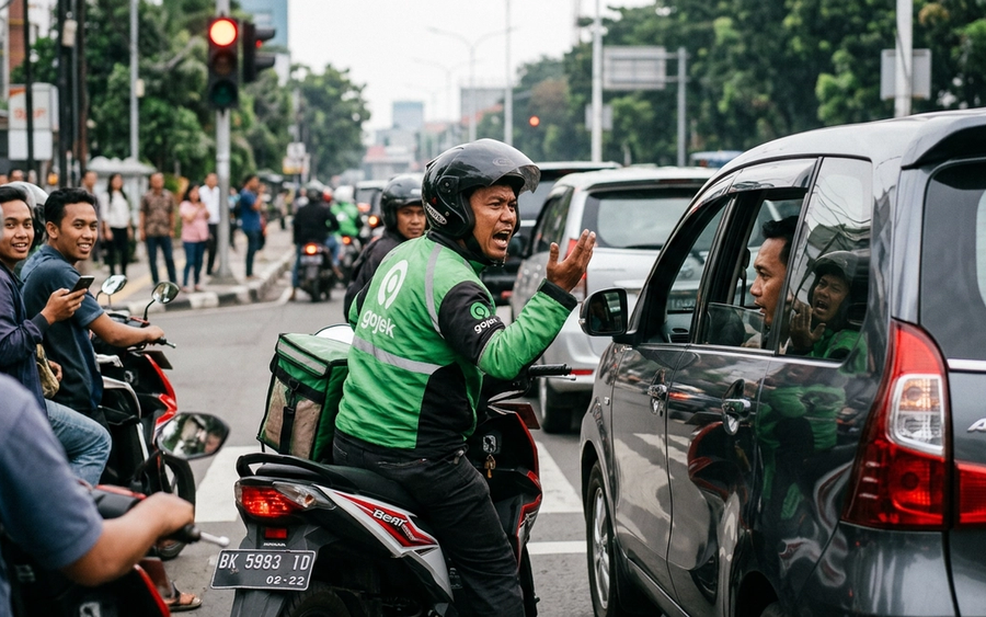 Viral: Driver Ojol Ngamuk di Lampu Merah Jadi Sorotan Netizen Hari Ini