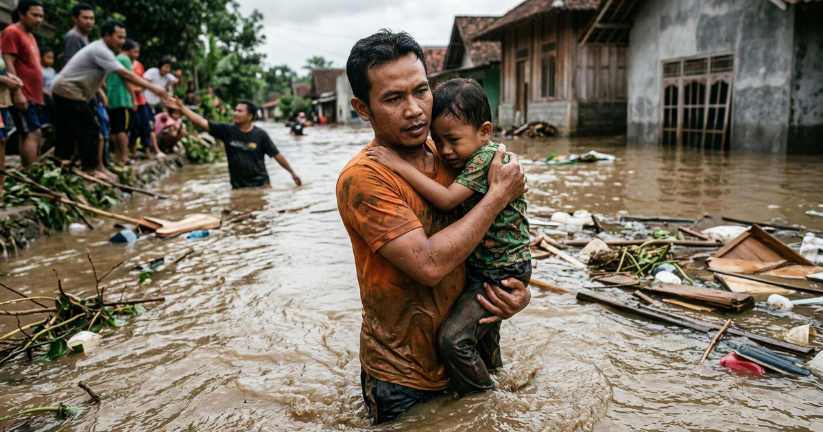 Ilustrasi artikel: Viral Aksi Heroik Penyelamatan Anak di Banjir Bandang Jawa Tengah