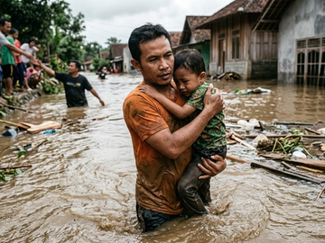 Viral Aksi Heroik Penyelamatan Anak di Banjir Bandang Jawa Tengah