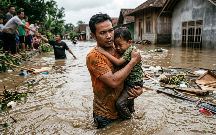 Viral Aksi Heroik Penyelamatan Anak di Banjir Bandang Jawa Tengah