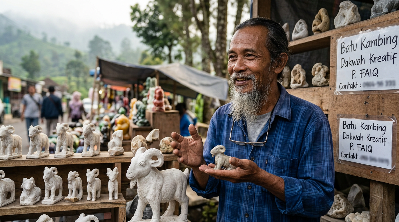 Viral Penjual Kambing Batu Mirip Yesus dari Kota Batu