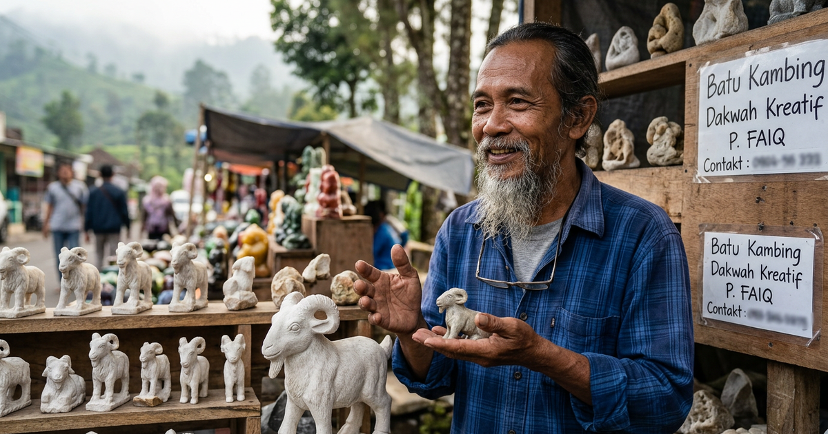 Ilustrasi artikel: Viral Penjual Kambing Batu Mirip Yesus dari Kota Batu
