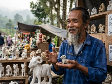 Viral Penjual Kambing Batu Mirip Yesus dari Kota Batu