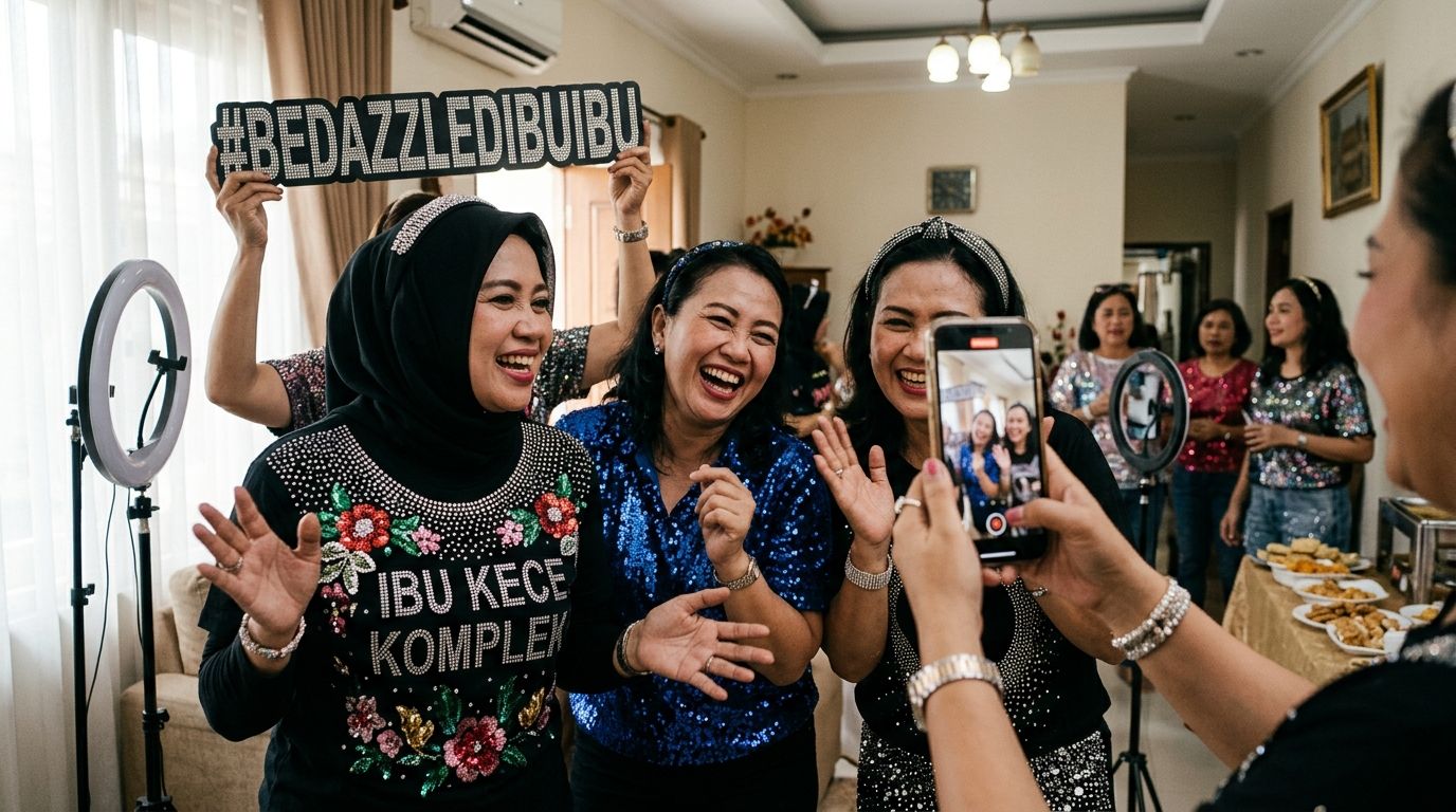 Keseruan Viral Tren Bedazzled Ibu Ibu di Media Sosial