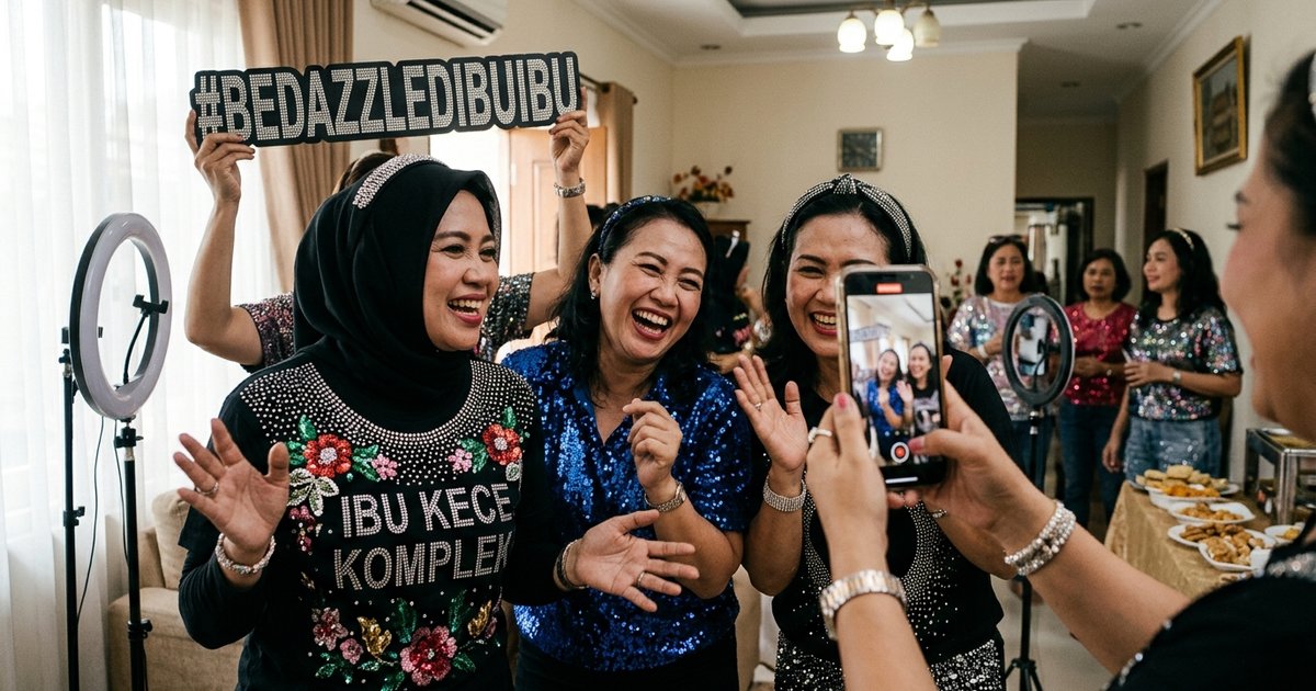 Ilustrasi artikel: Keseruan Viral Tren Bedazzled Ibu Ibu di Media Sosial
