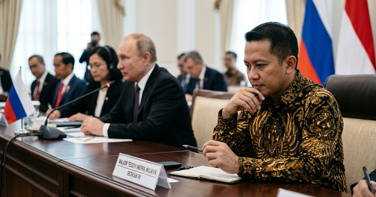Ilustrasi artikel: Gestur Teddy Saat Putin Bicara Jadi Sorotan Viral