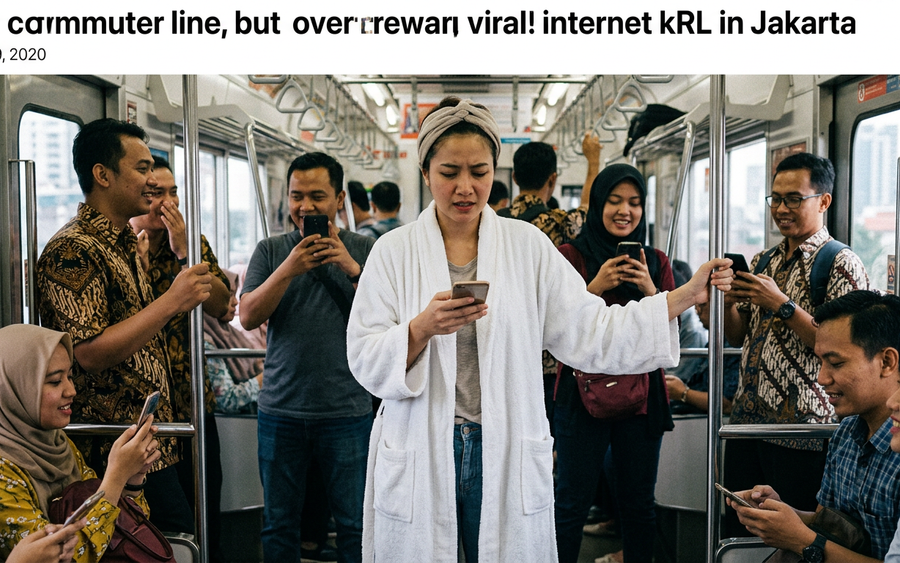 Viral Penumpang KRL Pakai Jubah Mandi Bikin Netizen Geger
