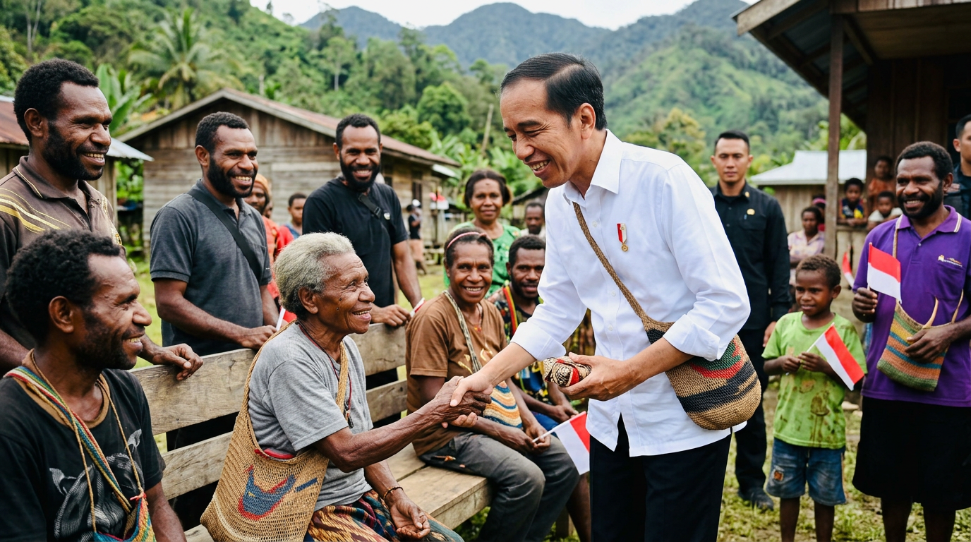 Momen Viral Presiden Jokowi Kunjungi Desa Terpencil di Papua Hari Ini