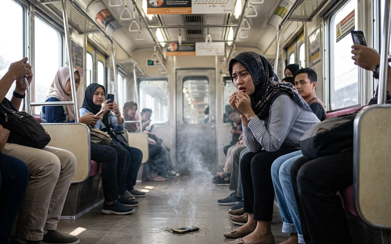 HP Meledak di KRL: Detik-detik Mencekam di Stasiun Rawa Buntu Terekam Kamera