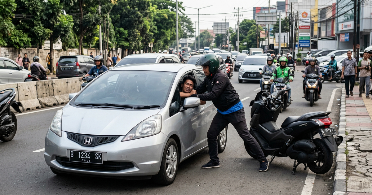 Ilustrasi artikel: Berita Viral Hari Ini: Aksi Pemotor Piting Pemobil di Jakarta Trending Lagi