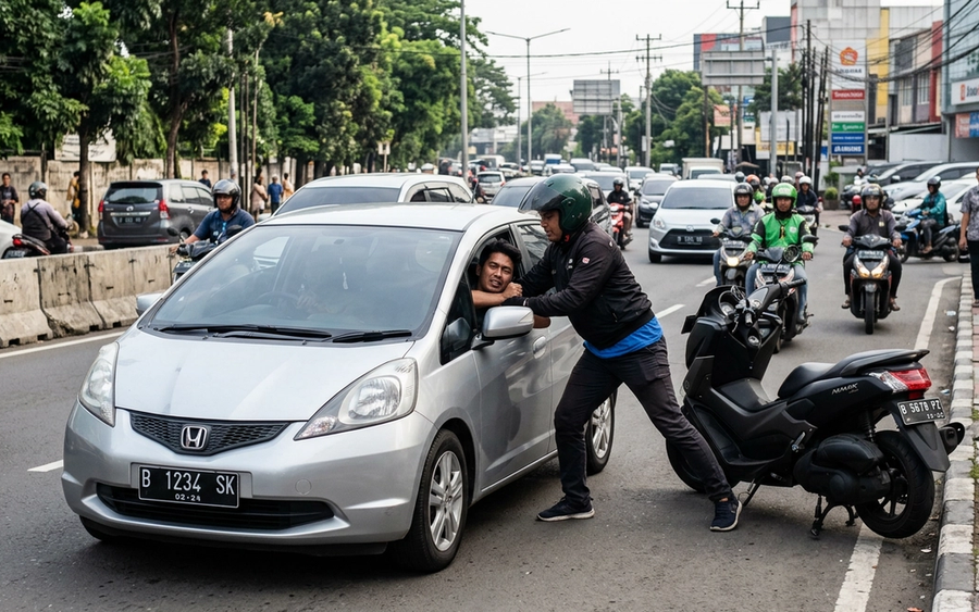 Berita Viral Hari Ini: Aksi Pemotor Piting Pemobil di Jakarta Trending Lagi