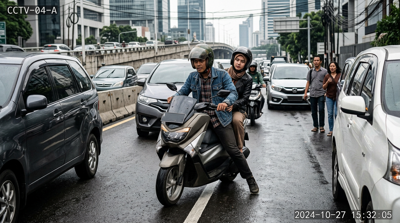 Viral Aksi Pemotor Miting Pengemudi di Jalanan Ibukota Terekam CCTV