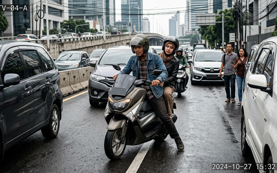 Viral Aksi Pemotor Miting Pengemudi di Jalanan Ibukota Terekam CCTV