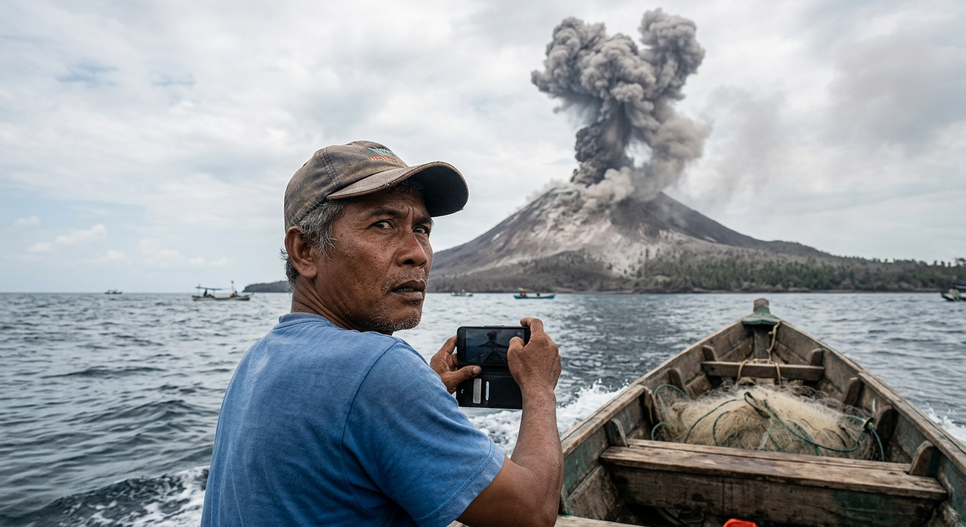 Viral! Detik-detik Erupsi Gunung Anak Krakatau Terekam Kamera, Netizen Heboh