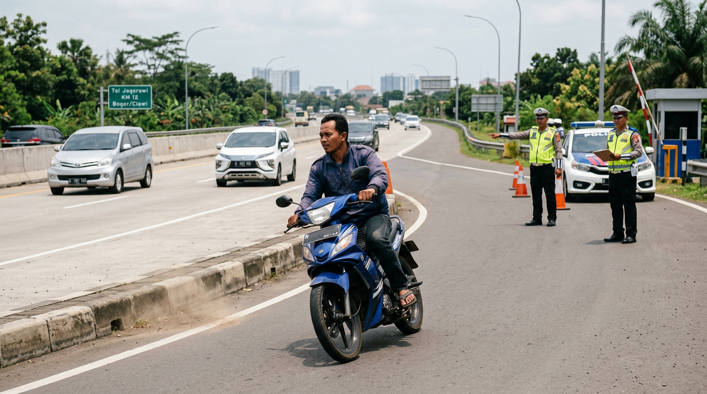 Viral Pemotor Tol Jagorawi: Aksi Menerabas Razia SIM Terekam Kamera