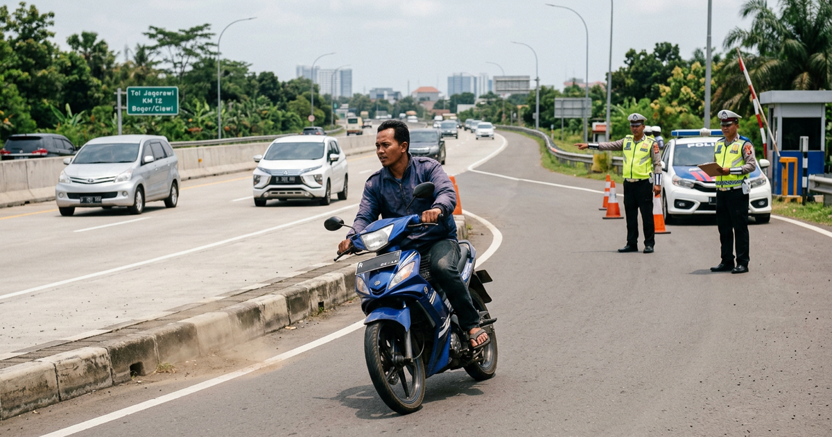 Ilustrasi artikel: Viral Pemotor Tol Jagorawi: Aksi Menerabas Razia SIM Terekam Kamera