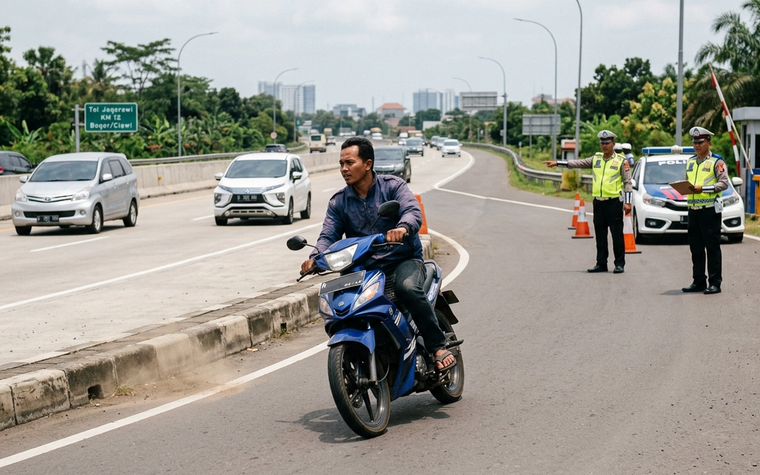 Viral Pemotor Tol Jagorawi: Aksi Menerabas Razia SIM Terekam Kamera