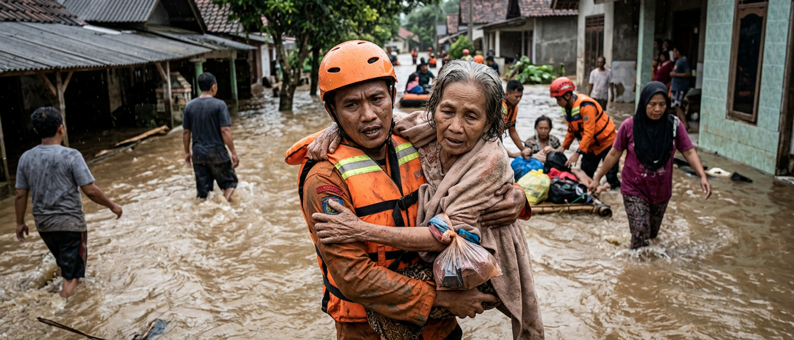 Viral! Detik-detik Evakuasi Warga Saat Banjir Bandang Terjang Desa di Jawa Barat Hari Ini