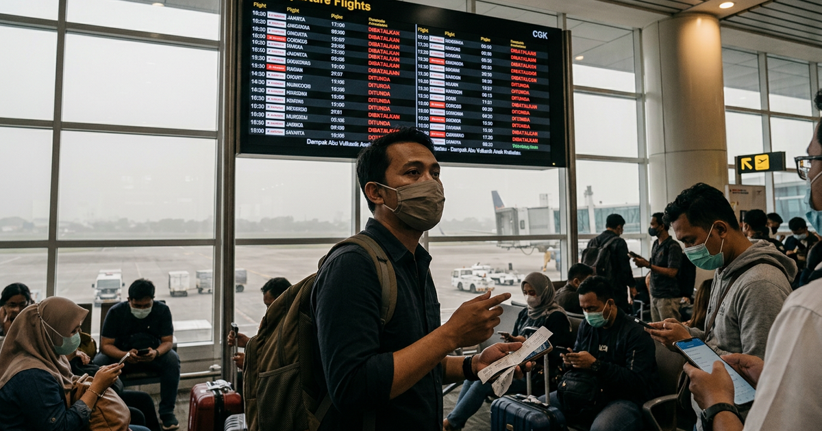 Ilustrasi artikel: Abu Vulkanik Anak Krakatau Menyebar ke Jabodetabek, Bandara Soekarno-Hatta Ditutup!