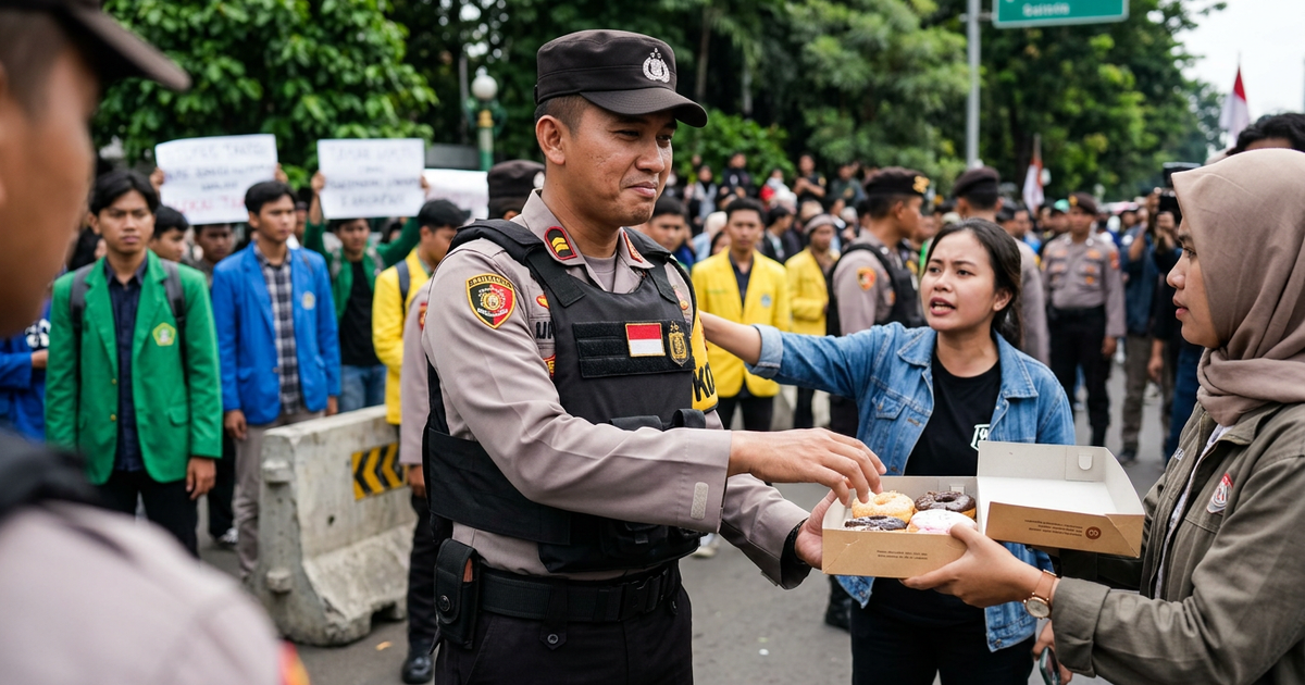 Ilustrasi artikel: Viral Polisi Nyaris Ambil Donat Saat Demo Mahasiswa