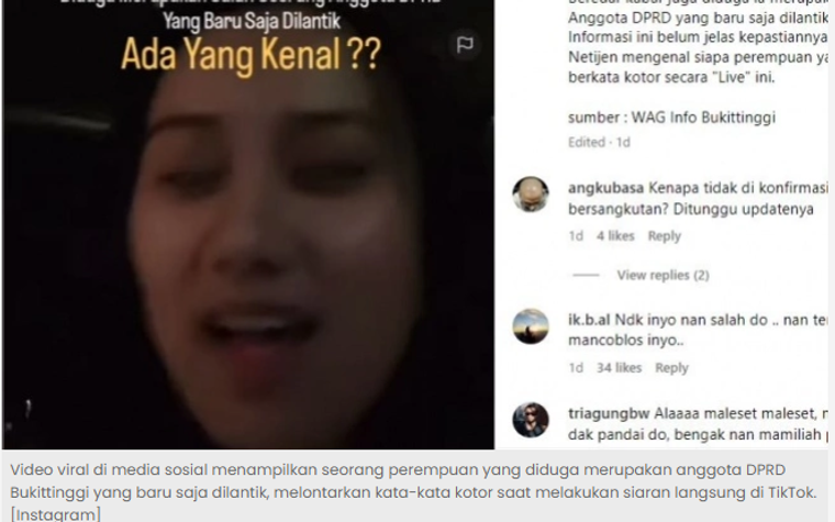 Ketua DPRD Bukittinggi Belum Tanggapi Video Viral Diduga Anggota DPRD Bercarut di TikTok