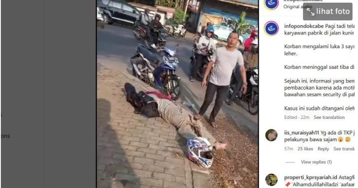 Ilustrasi artikel: Korban Penusukan Sesama Karyawan Pabrik di Tengah Jalan di Pondok Cabe Tangsel, Tewas di RS